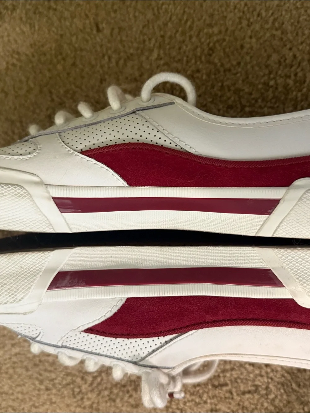 Sperry Women's White Sneakers with Burgundy Accents